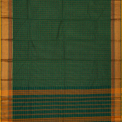 Green Handloom Chettinad Cotton Saree With Checks