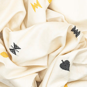 White Handwoven Tussar Silk Saree With Leaf Motifs-White