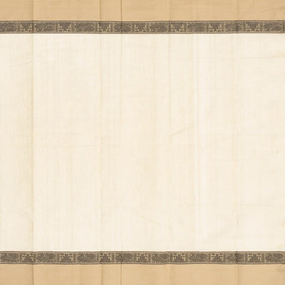 Off White Handloom Kanchi Cotton Saree With Taupe Border
