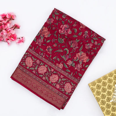 Black Handloom Tussar Linen Blend Silk Saree Printed With Diagonal Stripes