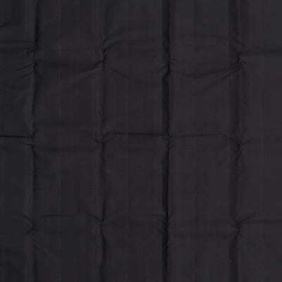 Black Handloom Kanchipuram Korvai Silk Saree With Checks