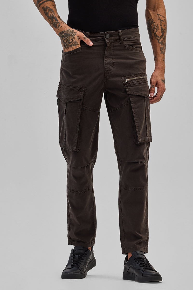 Dark Brown Relaxed Fit Cargo Pants