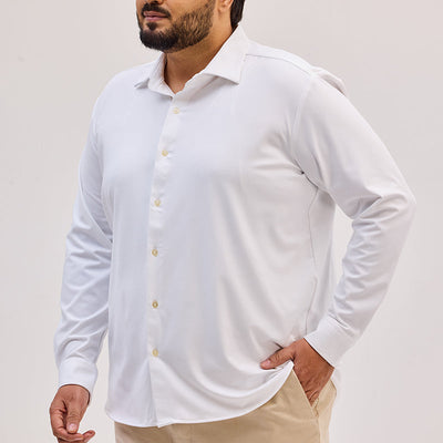 White Regular Fit Stretch Shirt