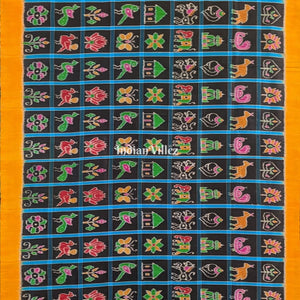 Black Yellow Nabakothi Contemporary Silk Saree