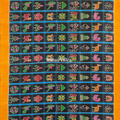 Black Yellow Nabakothi Contemporary Silk Saree