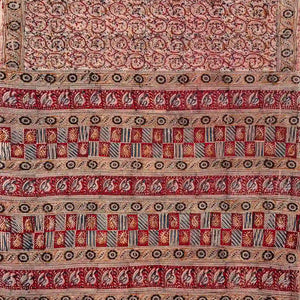 Pink Woven Kalamkari Cotton Saree With Printed Floral Motifs
