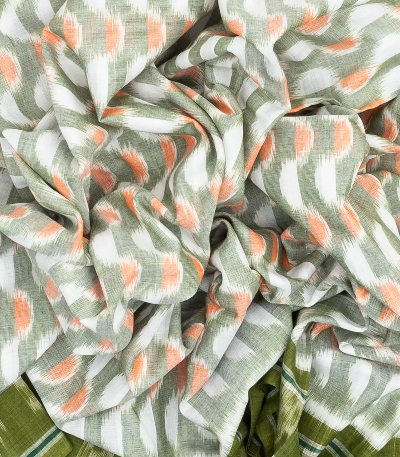 White Handloom Orissa Cotton Saree With Tie & Dye Motifs