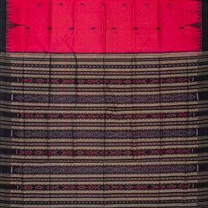 Hot Pink Handloom Orissa Silk Saree With Tie & Dye Motifs In Pallu