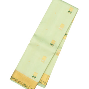 Pista Green Handloom Kanchipuram Silk Saree With Meena Buttas