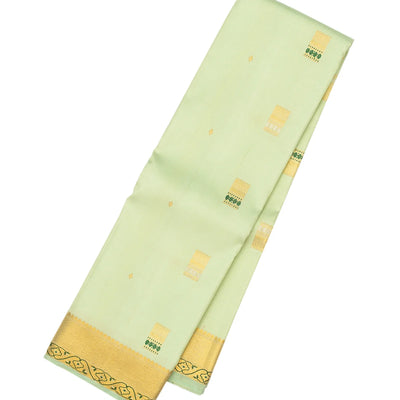 Pista Green Handloom Kanchipuram Silk Saree With Meena Buttas