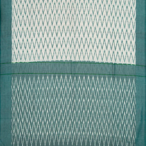 White Woven Orissa Cotton Saree With Chevron Motifs