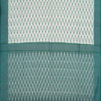 White Woven Orissa Cotton Saree With Chevron Motifs