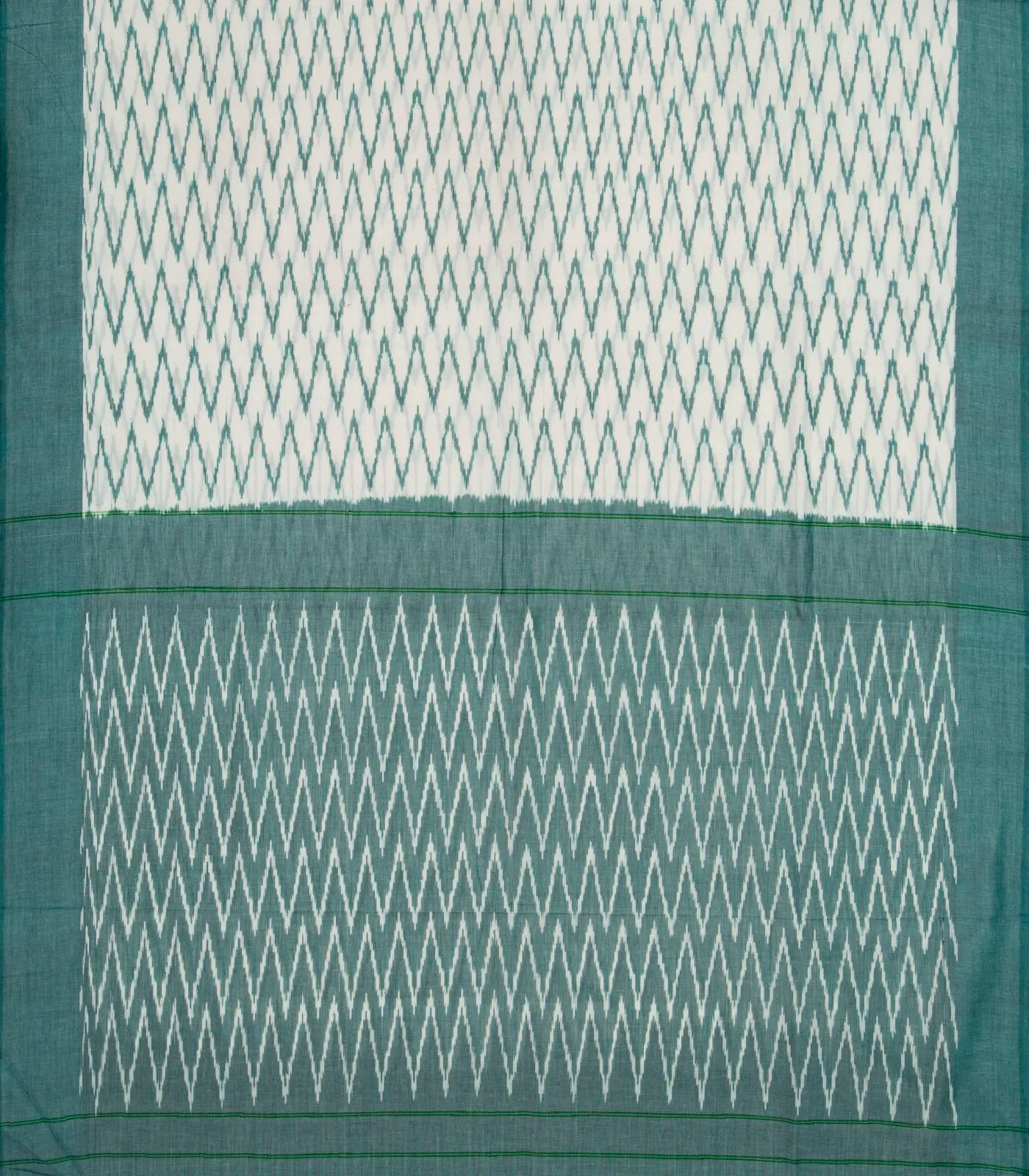 White Woven Orissa Cotton Saree With Chevron Motifs