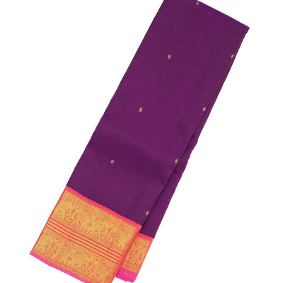Magenta Handloom Kanchipuram Korvai Silk Saree With Kamalam Buttas