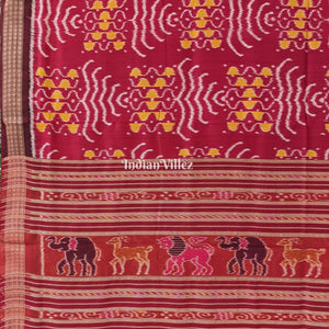 Maroon Odisha Handloom Khandua Silk Saree