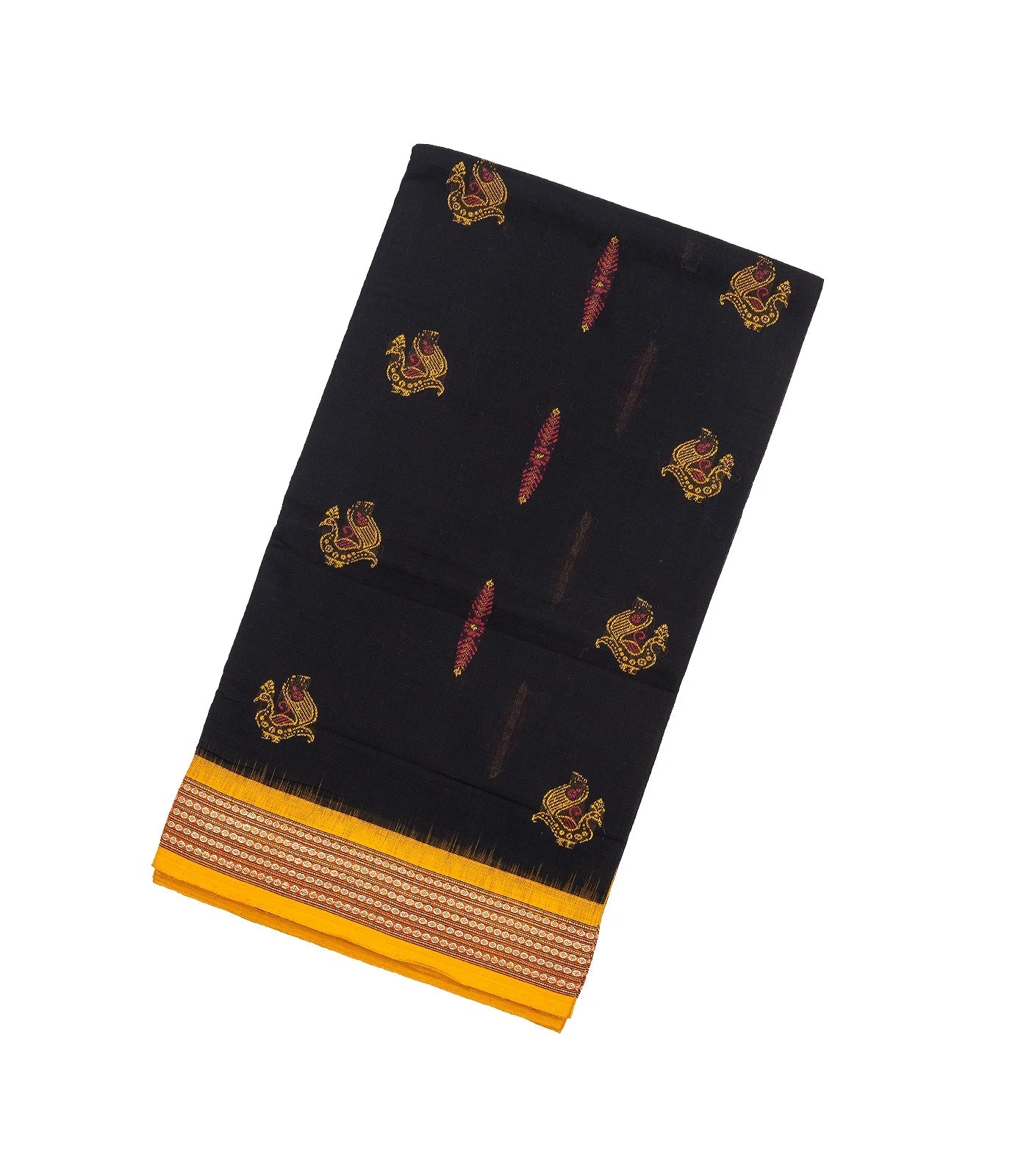 Black Handloom Orissa Cotton Saree With Tie & Dye Pallu