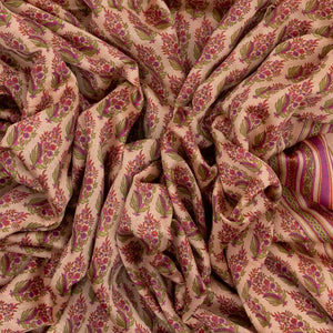 Light Peach Handloom Chanderi Cotton Saree With Printed Floral Motifs