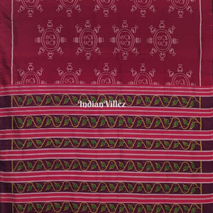 Maroon Laxmi Feet Odisha Ikat Contemporary Silk Saree