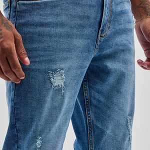 Blue Distressed Skinny Fit Jeans