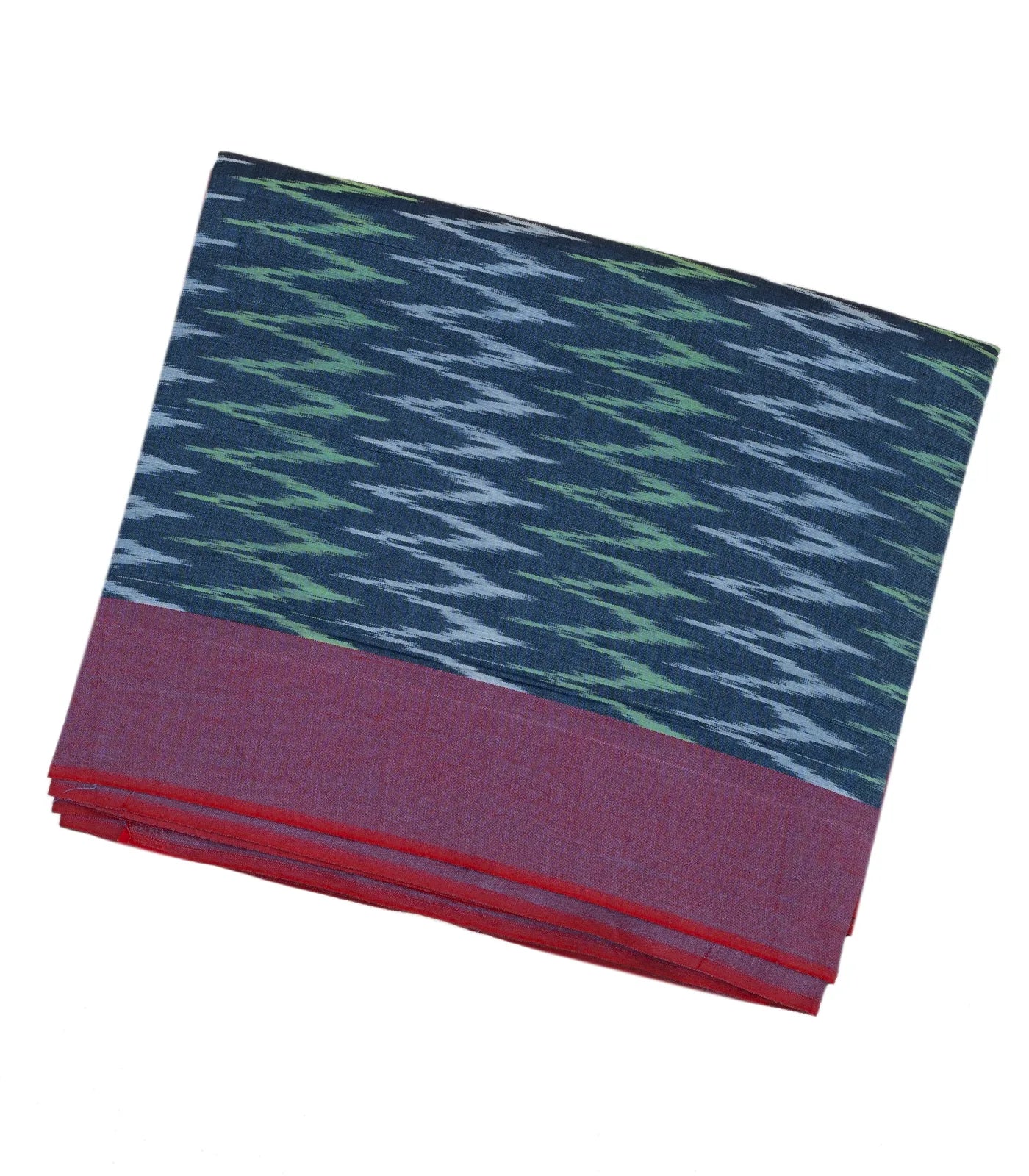 Navy Blue Handwoven Orissa Cotton Saree With Tie & Dye Chevron Motifs