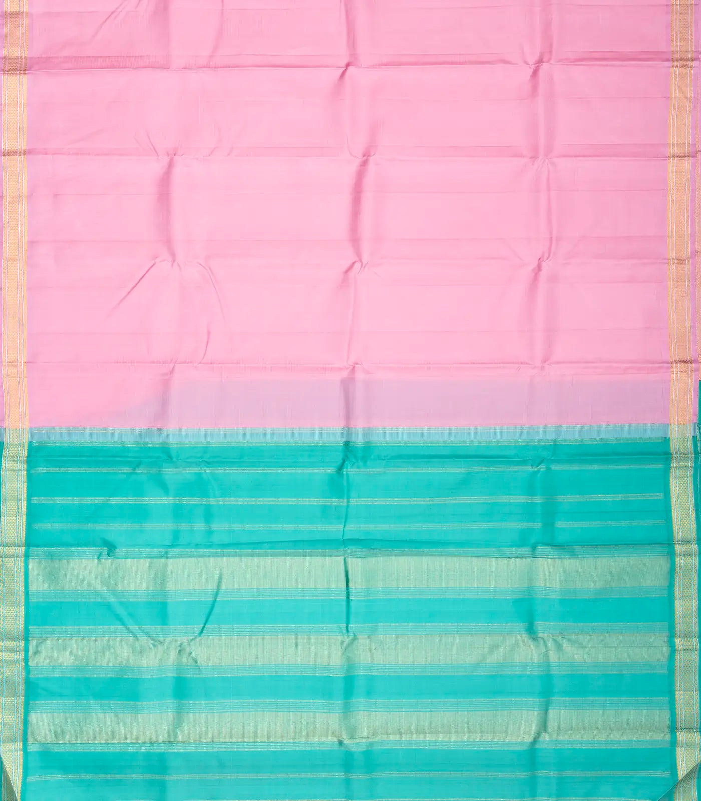 Bubblegum Pink Handloom Kanchipuram Silk Saree With Contrast Pallu