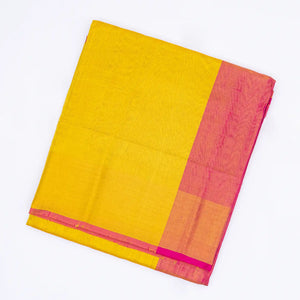 Yellow Handloom Uppada Plain Silk Saree With Pink Border