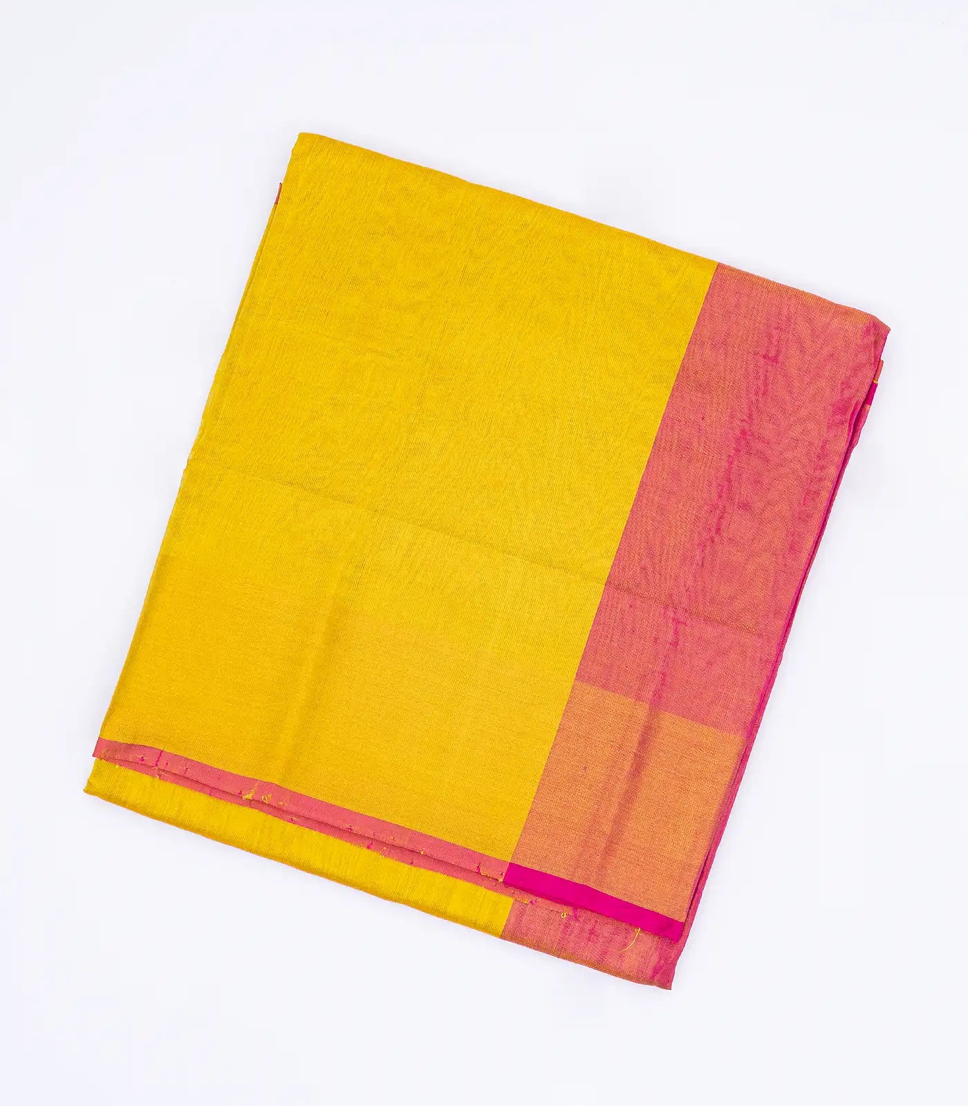 Yellow Handloom Uppada Plain Silk Saree With Pink Border