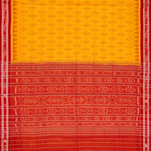 Yellow Orissa Cotton Saree With Tie & Dye Floral Motifs