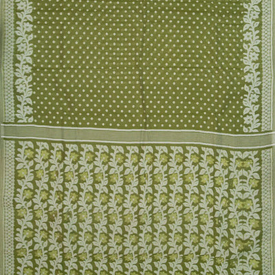 Cardamom Green Bengal Cotton Saree With Coin Motifs