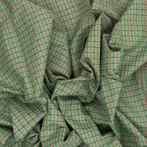 Shadow Green Handloom Kanchi Cotton Saree With Checks & Star Motifs