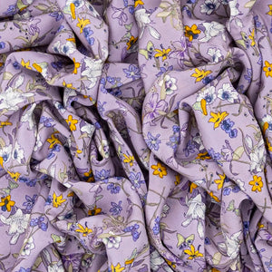 Lavender Woven Digital Printed Crepe Silk Saree With Floral Motifs