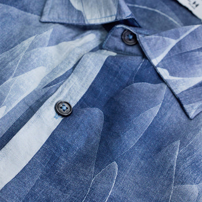 Blue Abstract Regular Fit Shirt