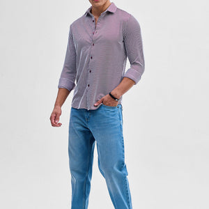 Purple Stripes Slim Fit Stretch Shirt