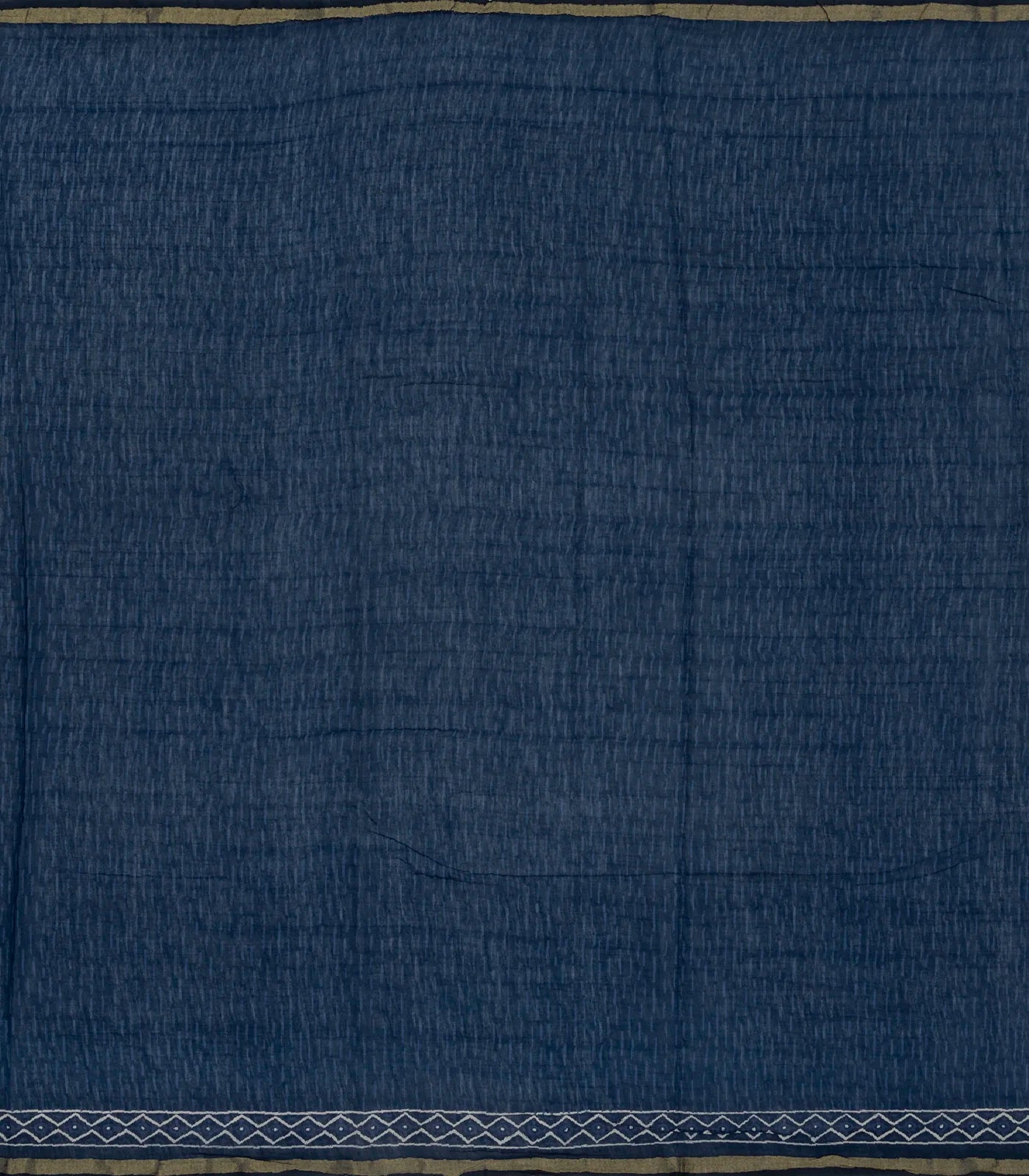 Indigo Woven Jaipur Cotton Saree With Printed Triangle Motifs