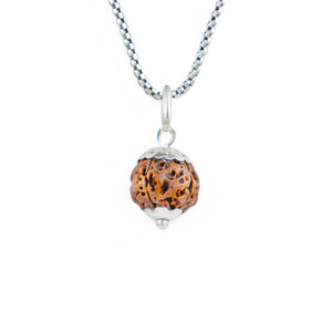 Silver Capping 4 Mukhi Rudraksha Pendant With Chain  ( Nepali )