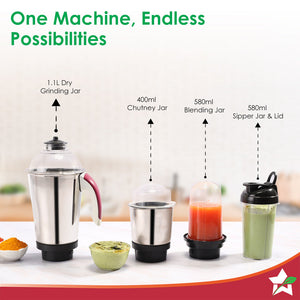 Acura Plus Mixer Grinder | 750W | 4 Jars for Blending by blacktree