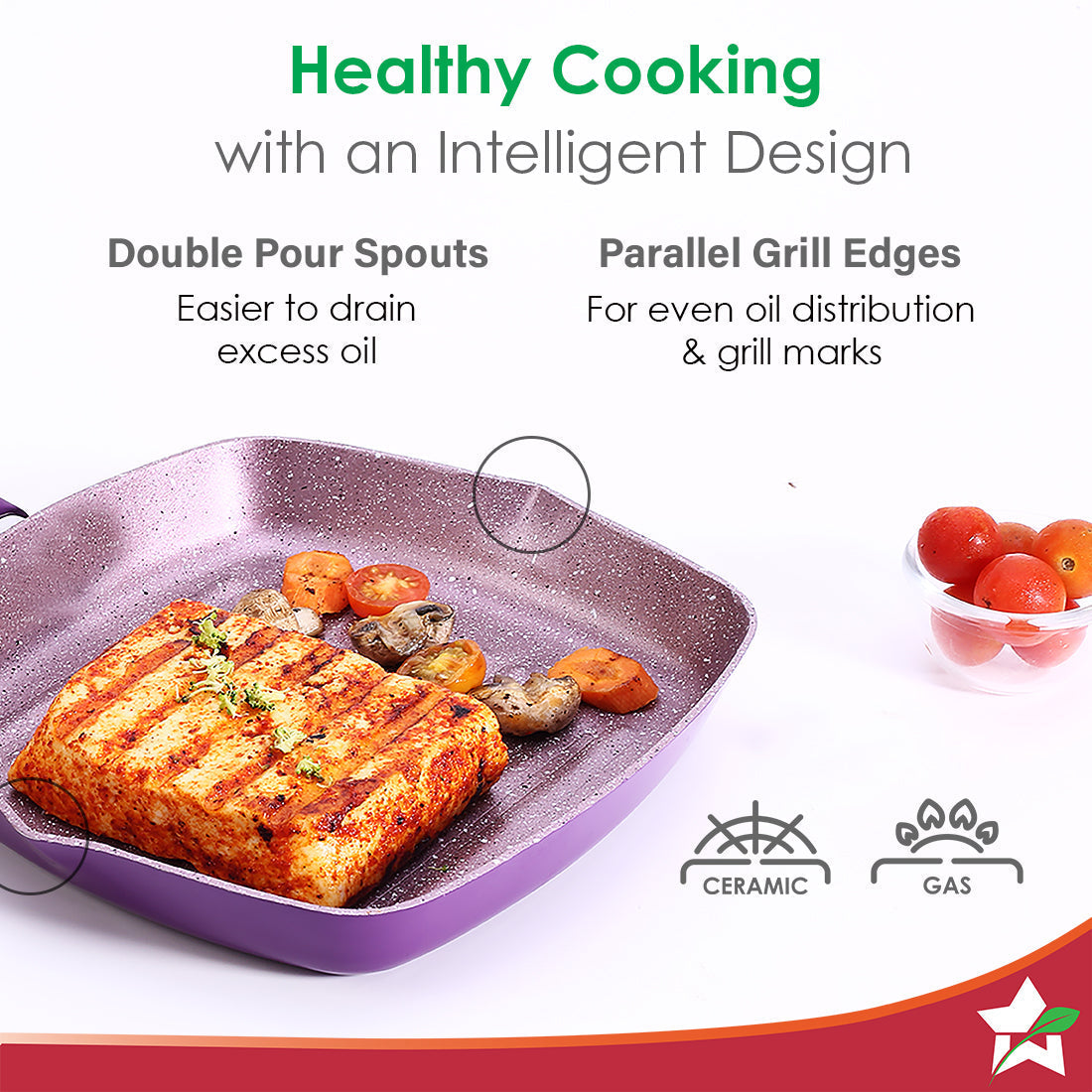 Wonderchef Renewed Royal Velvet 24cm Grill Pan