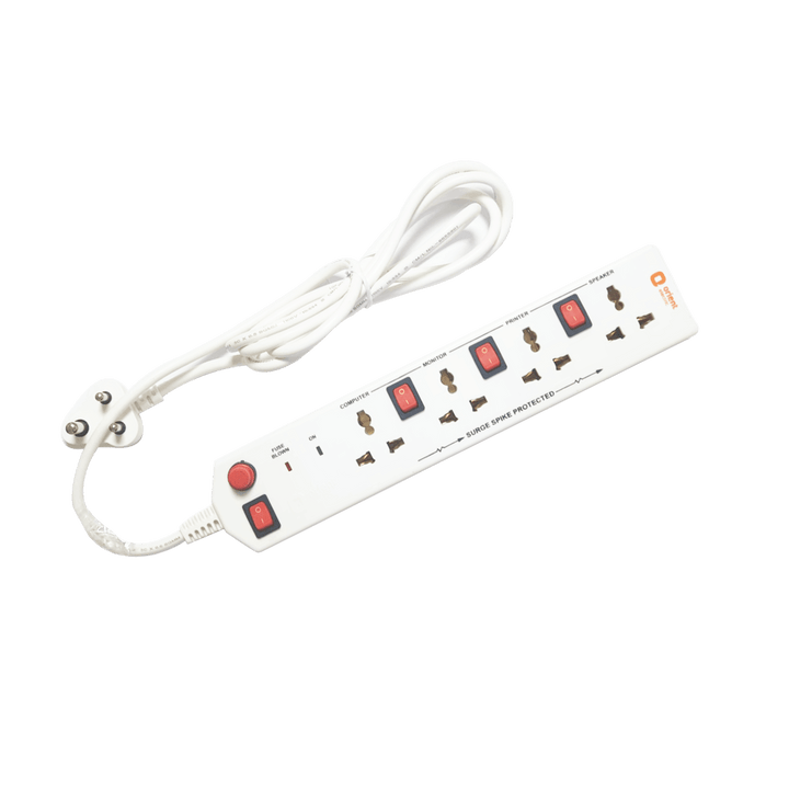 4x4 Socket Extension Board with 2 Metre Wire (White)