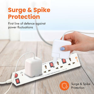 4x4 Socket Extension Board with 2 Metre Wire (White)