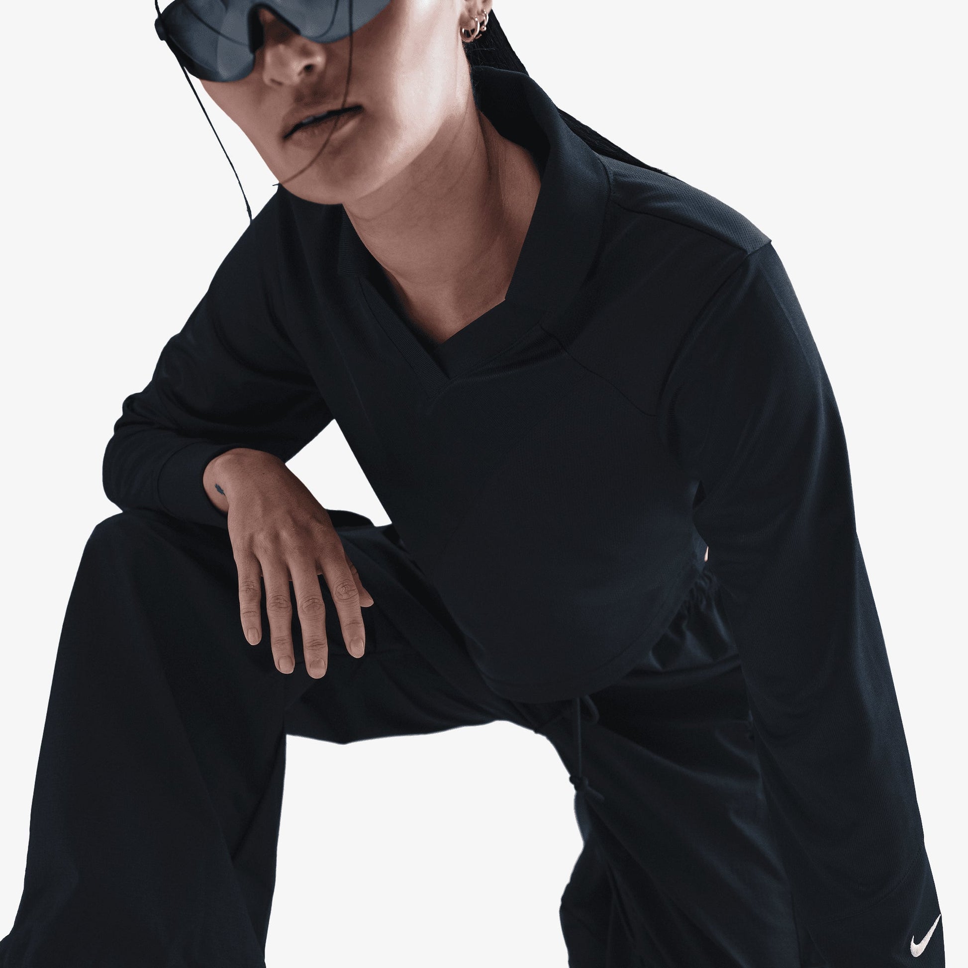 NIKE | SPORTSWEAR LONG-SLEEVE CROPPED JERSEY { BLACK/BLACK/SAIL