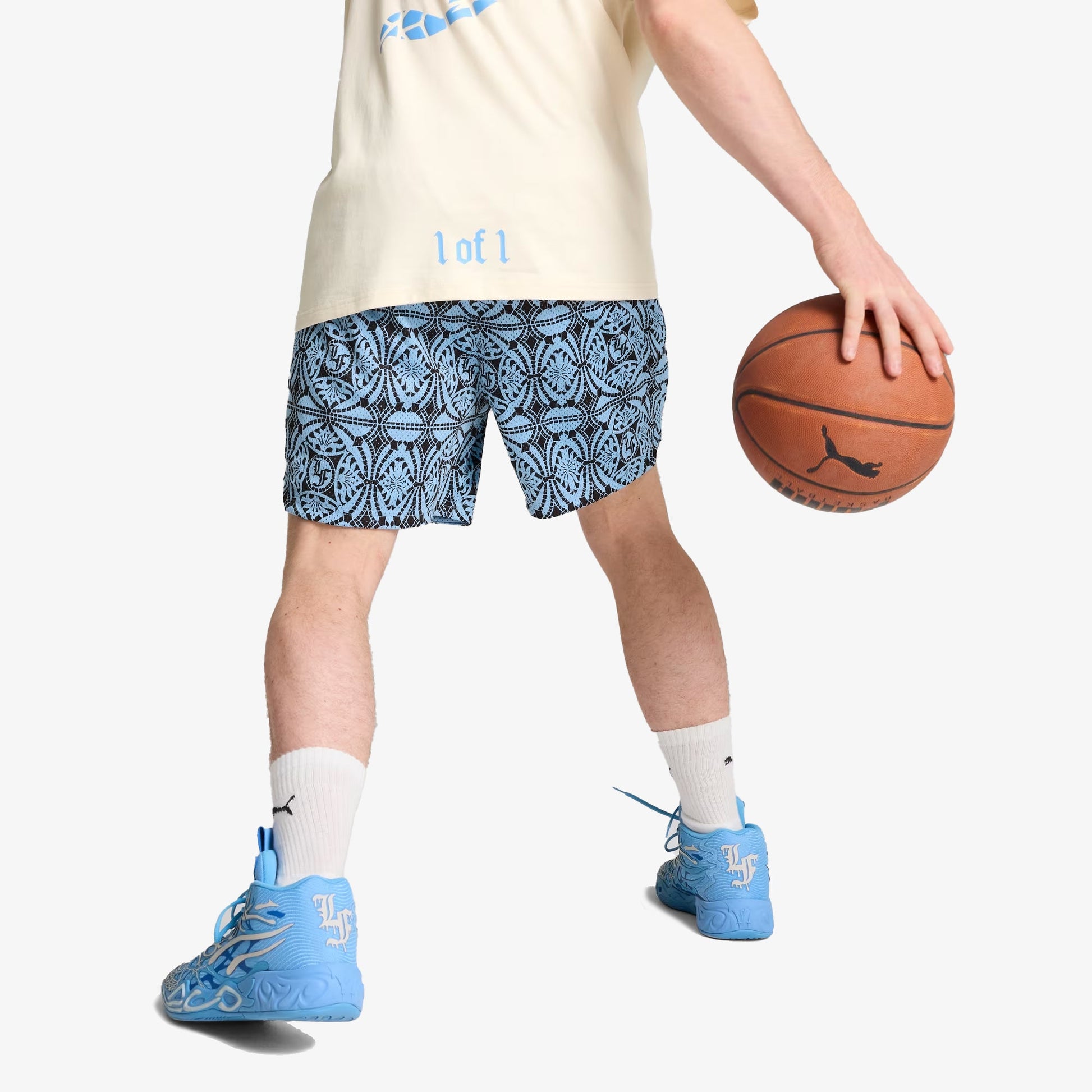 PUMA | HOOPS X LF MOSIAC SHORTS { TEAM LIGHT BLUE
