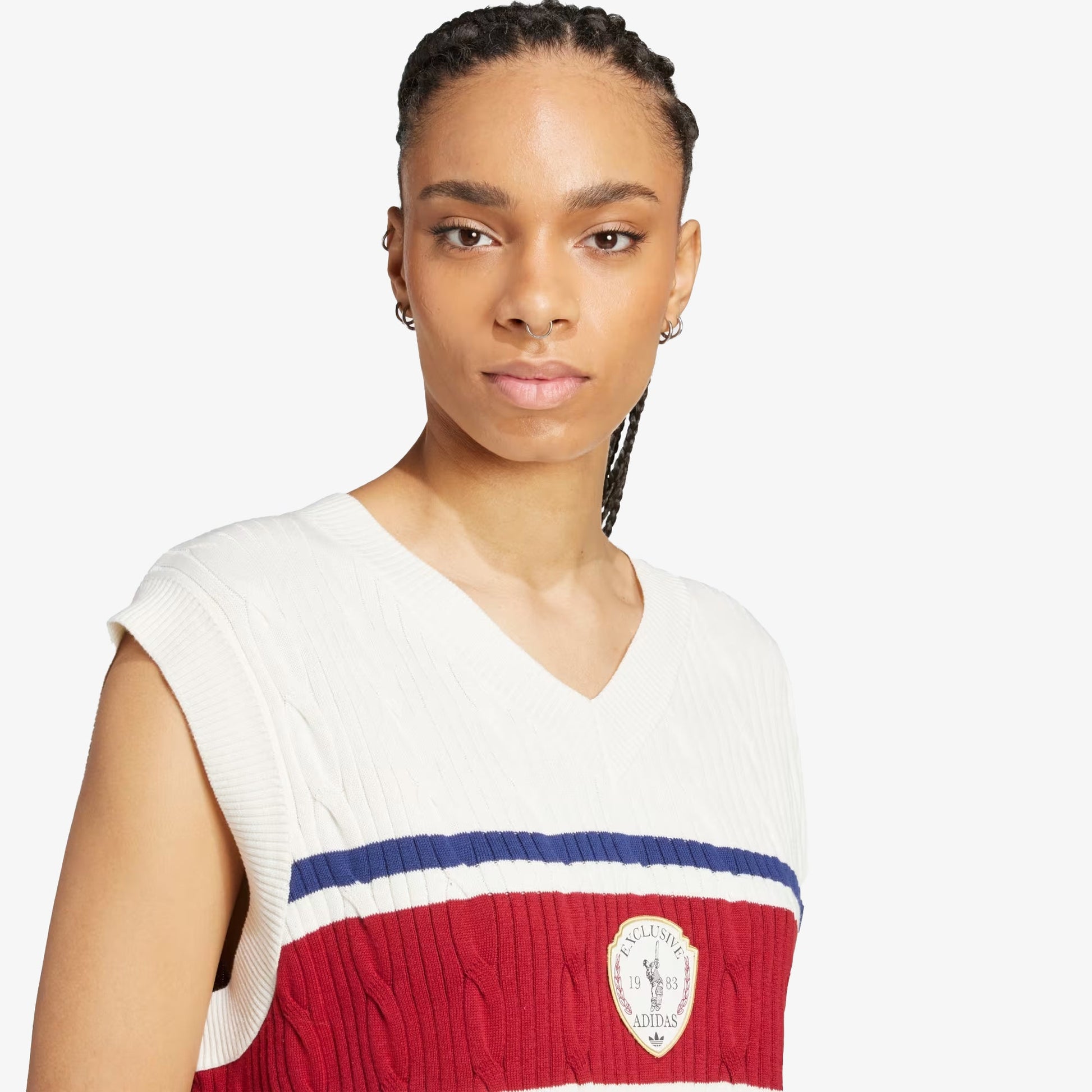 Adidas Originals | RETRO SPORTS CRICKET-INSPIRED VEST { OFF WHITE