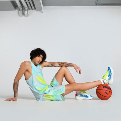 PUMA | X ALL-PRO ALL-OVER PRINT SHORTS { NITRO BLUE