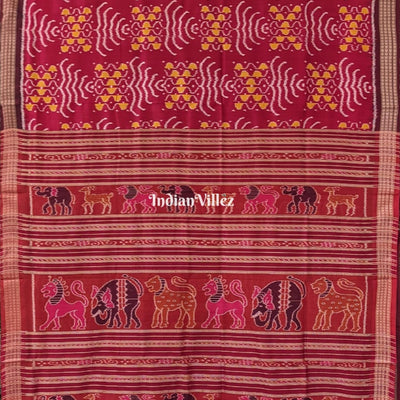 Maroon Odisha Handloom Khandua Silk Saree