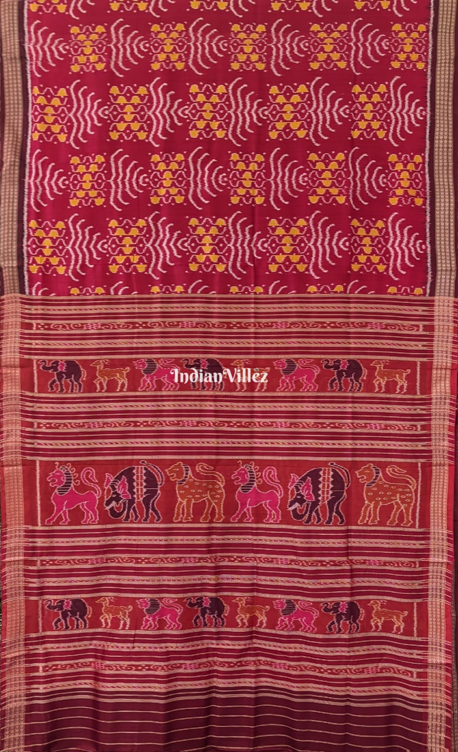 Maroon Odisha Handloom Khandua Silk Saree