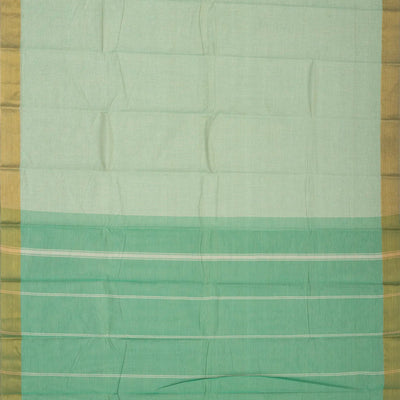 Light Green Handloom Rasipuram Cotton Saree With Stripes