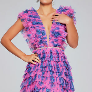 Ruffled Short Sleeveless A-line Dress by Jovani 50069