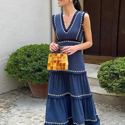 Rapunzel Cotton Summer Dress in Blue - Luxe Collection