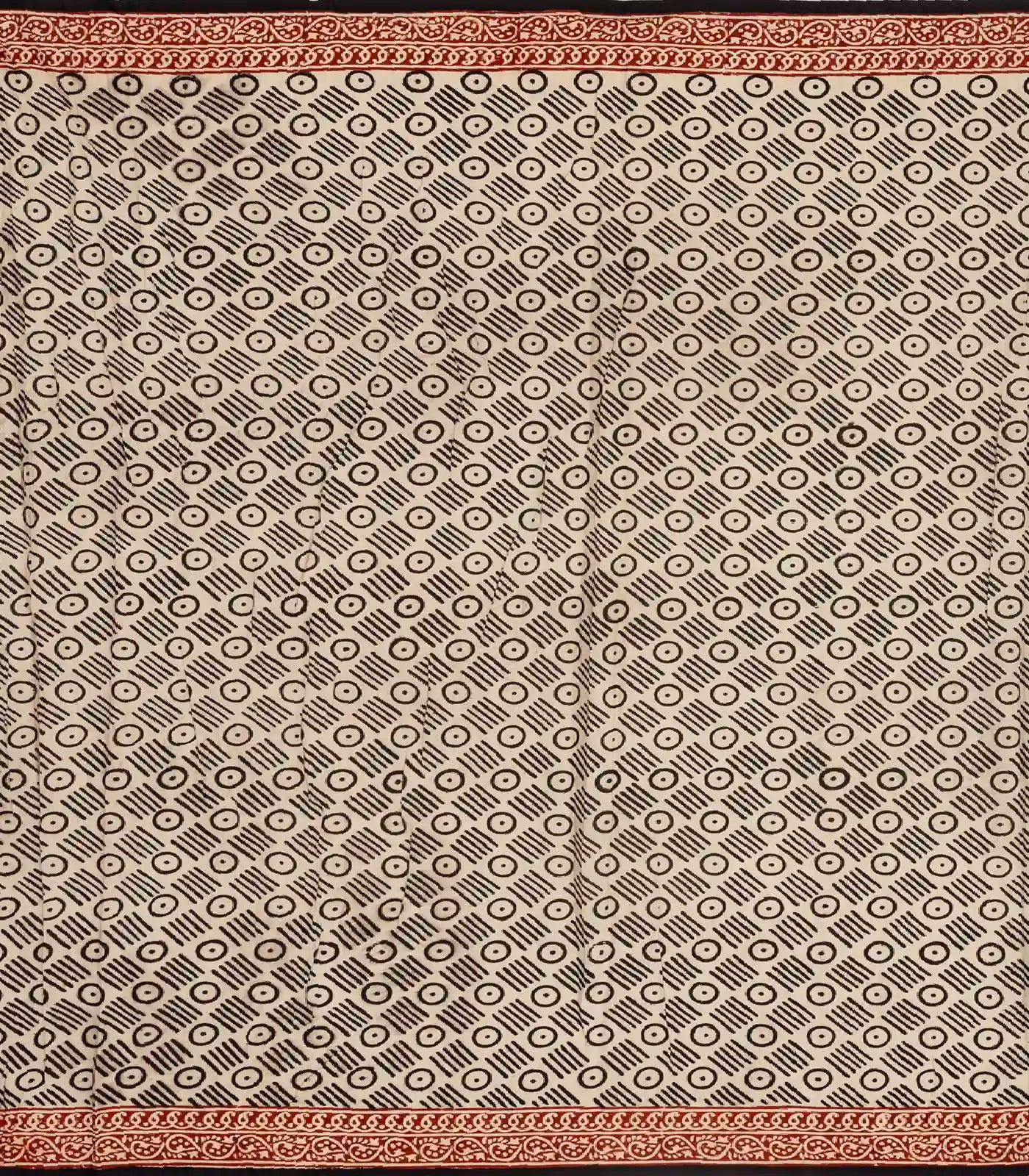 Black Woven Jaipur Cotton Saree Printed With Polka Dots