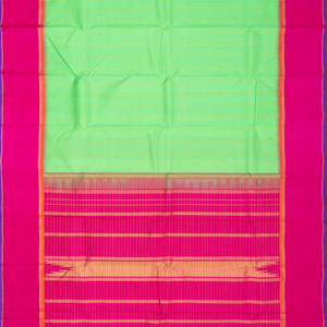 Mint Green Handloom Kanchipuram Korvai Silk Saree With Contrast Border